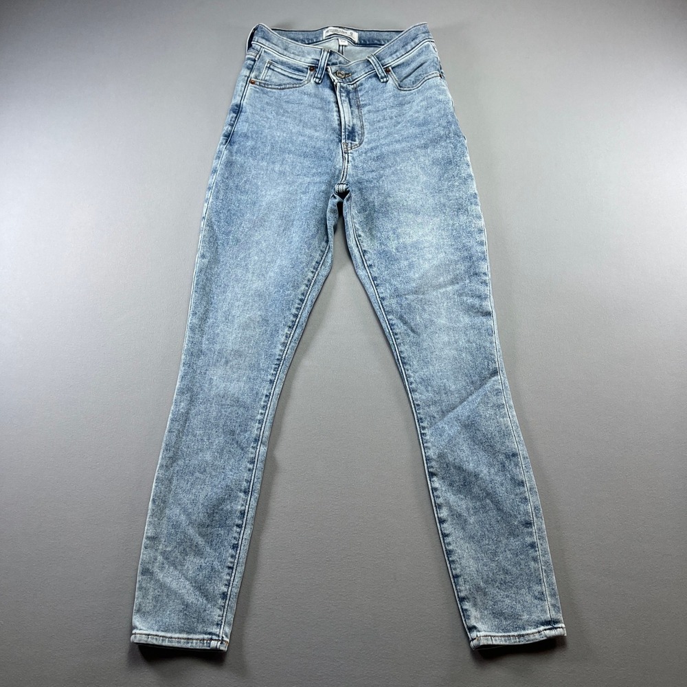 Abercrombie & Fitch Super Skinny Ankle Jeans Women 0 Blue Denim High Rise Grunge